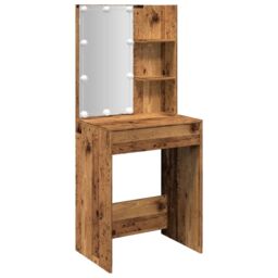 Berkfield Home Dressing Table with LED Old Wood 60x40x140 cm in Brown - Size: 60 x 40 x 140 cm - thumbnail 2