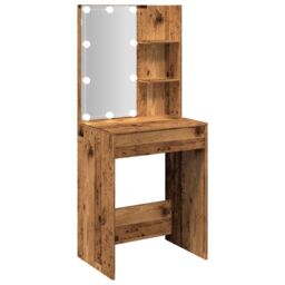 Berkfield Home Dressing Table with LED Old Wood 60x40x140 cm in Brown - Size: 60 x 40 x 140 cm - thumbnail 7