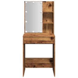 Berkfield Home Dressing Table with LED Old Wood 60x40x140 cm in Brown - Size: 60 x 40 x 140 cm - thumbnail 6