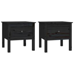 Berkfield Home Side Tables 2 pcs Black 50x50x49 cm Solid Wood Pine - Size: 50 x 50 x 49 cm - thumbnail 3