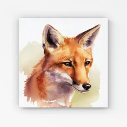 Warren Reed - Designer Fox Watercolour Canvas in Brown - Size: w40 inch x h40 inch - thumbnail 1