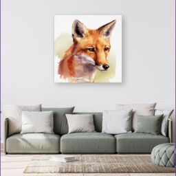 Warren Reed - Designer Fox Watercolour Canvas in Brown - Size: w40 inch x h40 inch - thumbnail 4