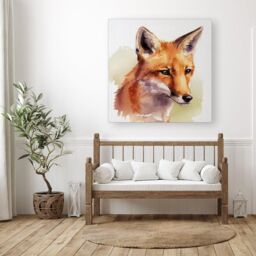 Warren Reed - Designer Fox Watercolour Canvas in Brown - Size: w40 inch x h40 inch - thumbnail 3