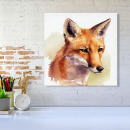 Warren Reed - Designer Fox Watercolour Canvas in Brown - Size: w40 inch x h40 inch - thumbnail 2