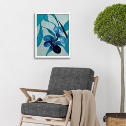 "Artery8 Wall Art Print Modern Abstract Blue Orchid Modern Art Framed in White - Size: W12"" x H16""" - thumbnail 2