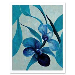 "Artery8 Wall Art Print Modern Abstract Blue Orchid Modern Art Framed in White - Size: W12"" x H16""" - thumbnail 1