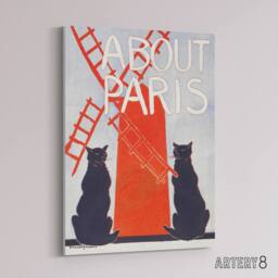 "Artery8 About Paris Travel Book Cover Canvas Wall Art Print Penfield in Red - Size: W18"" x H24""" - thumbnail 2