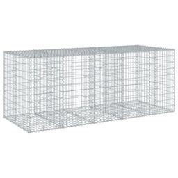 Berkfield Home Gabion Basket with Cover 250x100x100 cm Galvanised Iron in Silver - Size: 250 x 100 x 100 cm - thumbnail 5