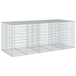 Berkfield Home Gabion Basket with Cover 250x100x100 cm Galvanised Iron in Silver - Size: 250 x 100 x 100 cm - thumbnail 2