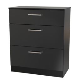 Swift Devon 3 Piece Bedroom Set (Wardrobe, Chest & Bedside) in Black Matt - Ready Assembled - thumbnail 3