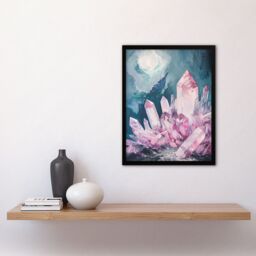 "Artery8 Rose Quartz Crystal Pink Mystical Landscape Framed Art Print - Size: W12"" x H16""" - thumbnail 4