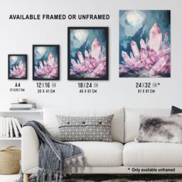 "Artery8 Rose Quartz Crystal Pink Mystical Landscape Framed Art Print - Size: W12"" x H16""" - thumbnail 3