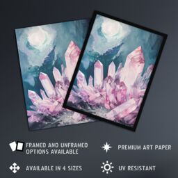 "Artery8 Rose Quartz Crystal Pink Mystical Landscape Framed Art Print - Size: W12"" x H16""" - thumbnail 2