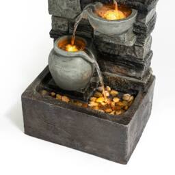 Teamson Home 72.3 cm Outdoor 4-Tier Stacked Stone Cascading Water Fountain with LED Lights in Grey - thumbnail 5