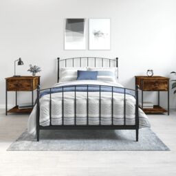 Berkfield Home Bedside Tables 2 pcs Smoked Oak 44x45x58 cm Engineered Wood in Brown - Size: 44 x 45 x 58 cm - thumbnail 1