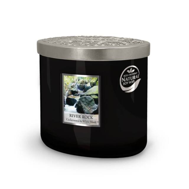 Heart and Home Twin Wick Ellipse Soy Wax Candle - River Rock in Black - image 1
