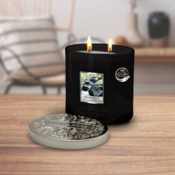 Heart and Home Twin Wick Ellipse Soy Wax Candle - River Rock in Black - thumbnail 3