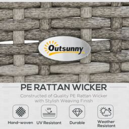 OUTSUNNY 5 Pcs PE Rattan Garden Patio Furniture Set w/ Chair Stool Coffee Table in Grey - thumbnail 4