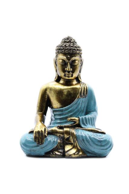KDMD Large Hand-Painted Bali Buddha Statue in Teal & Gold-Varada Mudra Art - image 1