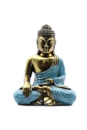 KDMD Large Hand-Painted Bali Buddha Statue in Teal & Gold-Varada Mudra Art