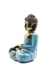 KDMD Large Hand-Painted Bali Buddha Statue in Teal & Gold-Varada Mudra Art - thumbnail 3
