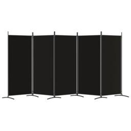 Berkfield Home 5-Panel Room Divider Black 433x180 cm Fabric - thumbnail 4