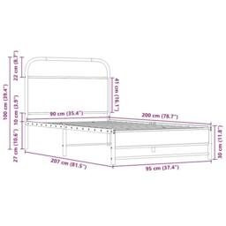 Berkfield Home Bed Frame without Mattress 90x200 cm Sonoma Oak Engineered Wood in Brown - thumbnail 9