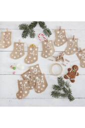 KDMD Let It Snow Advent Hessian Stockings in Brown - thumbnail 2