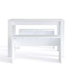 Living and Home 3Pcs Set Modern White Dining Room Table and Benches Dining Set Furniture - thumbnail 7