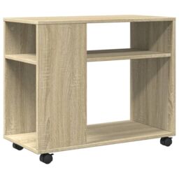 Berkfield Home Side Table with Wheels Sonoma Oak 70x35x60 cm Engineered Wood in Brown - Size: 70 x 35 x 60 cm - thumbnail 2