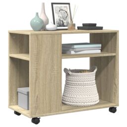 Berkfield Home Side Table with Wheels Sonoma Oak 70x35x60 cm Engineered Wood in Brown - Size: 70 x 35 x 60 cm - thumbnail 4
