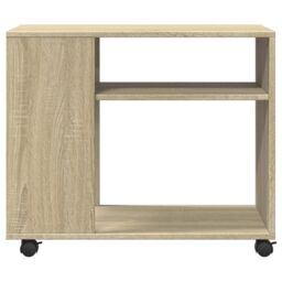 Berkfield Home Side Table with Wheels Sonoma Oak 70x35x60 cm Engineered Wood in Brown - Size: 70 x 35 x 60 cm - thumbnail 5