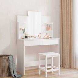 Berkfield Home Beautiful Dressing Table with Mirror White 96x39x142 cm - Size: 96 x 39 x 142 cm - thumbnail 2