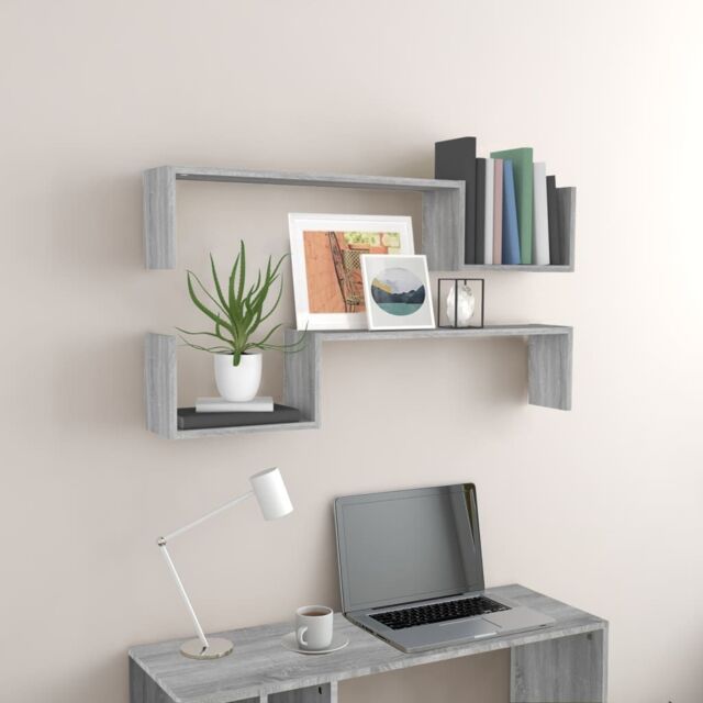 Berkfield Home Wall Shelves 2 pcs Grey Sonoma 100x15x20 cm Engineered Wood - Size: 100 x 15 x 20 cm - image 1