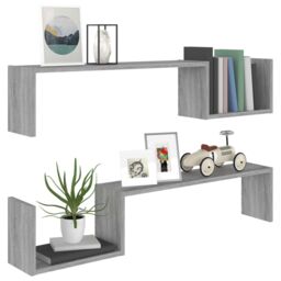 Berkfield Home Wall Shelves 2 pcs Grey Sonoma 100x15x20 cm Engineered Wood - Size: 100 x 15 x 20 cm - thumbnail 4