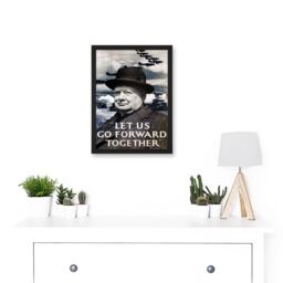 Artery8 War Winston Churchill Military Victory UK Britain England World War 2 A4 Artwork Framed Wall Art Print in Black - thumbnail 2