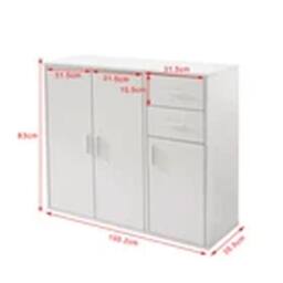 EONLION Wooden Sideboard Cabinet Cupboard Unit Storage Furniture White - thumbnail 2