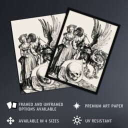 "Artery8 Coat of Arms with a Skull Albrecht Durer Wall Art Poster Print in White - Size: W12"" x H16""" - thumbnail 2