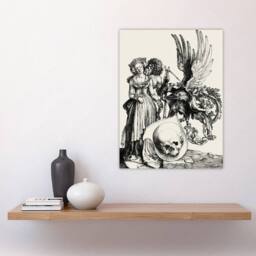 "Artery8 Coat of Arms with a Skull Albrecht Durer Wall Art Poster Print in White - Size: W12"" x H16""" - thumbnail 4