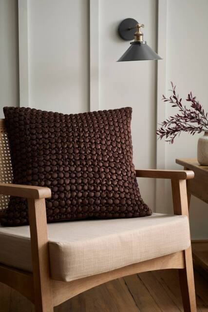 Appletree 'Bobble' Velvet Filled Cushion in Chocolate - Size: 55 cm x 55 cm - image 1