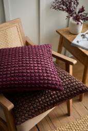 Appletree 'Bobble' Velvet Filled Cushion in Chocolate - Size: 55 cm x 55 cm - thumbnail 5