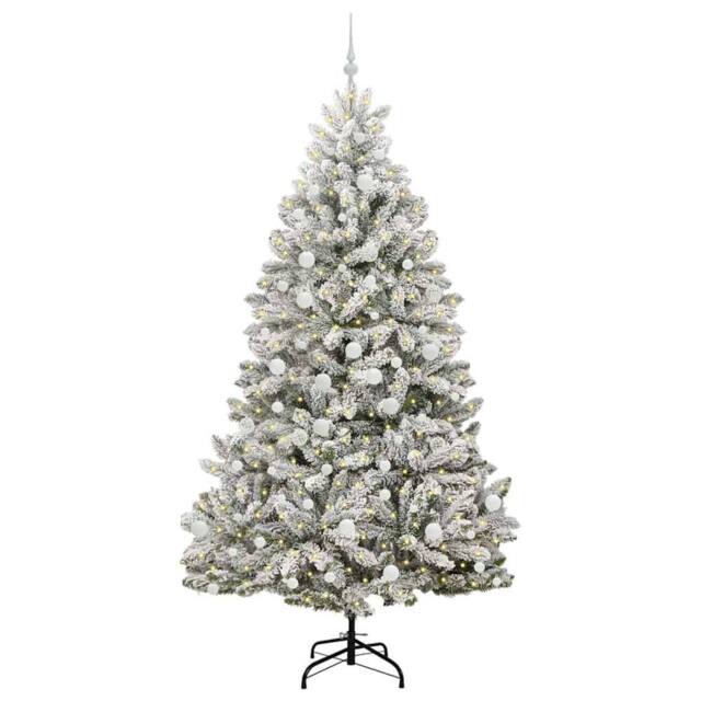 Berkfield Home Elegant Artificial Christmas Tree Green & White 210 cm PVC & Metal - image 1