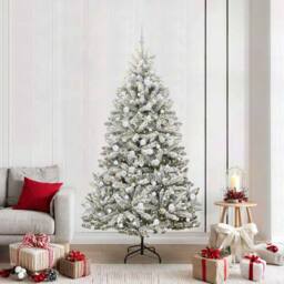 Berkfield Home Elegant Artificial Christmas Tree Green & White 210 cm PVC & Metal - thumbnail 2