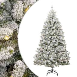 Berkfield Home Elegant Artificial Christmas Tree Green & White 210 cm PVC & Metal - thumbnail 3