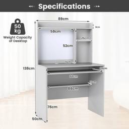 KORVIXA Home Office Desk Computer Desk in Grey - Size: 100 cm x 100 cm - thumbnail 2