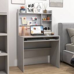 KORVIXA Home Office Desk Computer Desk in Grey - Size: 100 cm x 100 cm - thumbnail 3