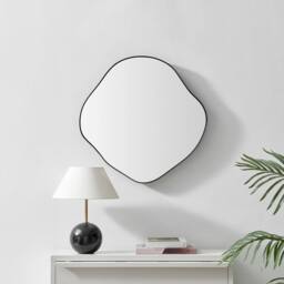 FurnitureboxUK Vita Black Metal Small 60x60cm Pebble Shape Wall Mirror - Size: 60x60 cm - thumbnail 2