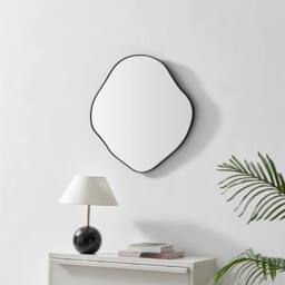 FurnitureboxUK Vita Black Metal Small 60x60cm Pebble Shape Wall Mirror - Size: 60x60 cm - thumbnail 1