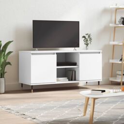 Berkfield Home TV Cabinet White 104x35x50 cm Engineered Wood - Size: 104 x 35 x 50 cm