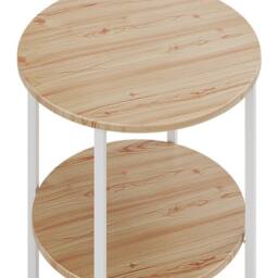 EONLION Small Sofa Side Table Coffee End Round in Light Oak - Size: 100 cm - thumbnail 4